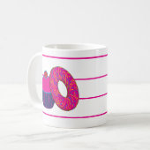 Donut Cupcake Pink Stripe Muster Kaffeetasse (Vorderseite Links)
