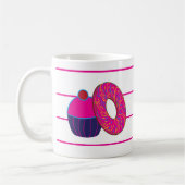 Donut Cupcake Pink Stripe Muster Kaffeetasse (Links)