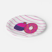 Donut Cupcake Pink Stripe Muster Pappteller (Schrägansicht)