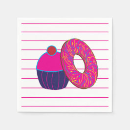 Donut Cupcake Pink Stripe Muster Serviette