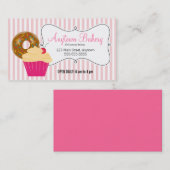 Donut, Cupcake & Pink Stripes Bäckerei Visitenkarte (Vorne/Hinten)