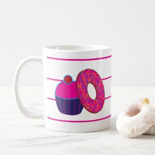 Donut Cupcake Rosa Streifen Kaffeetasse