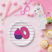 Donut Cupcake Rosa Streifenmuster Pappteller (Party)