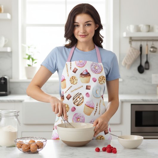 Donut Cupcake Wasserfarbe Süß leckeres Girly Muste Schürze
