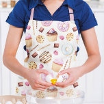 Donut Cupcake Wasserfarbe Süß leckeres Girly Muste Schürze<br><div class="desc">Dieses moderne Design bietet leckere Aquarelldünen mit Ihrem personalisierten Namen #kitchen #baking #cooking #gift #gifts #donuts #donut #cupcake #cupcakes #sweet #sweet #tasty #Schürze #giftsforher #personalisiert #personalized gifts</div>