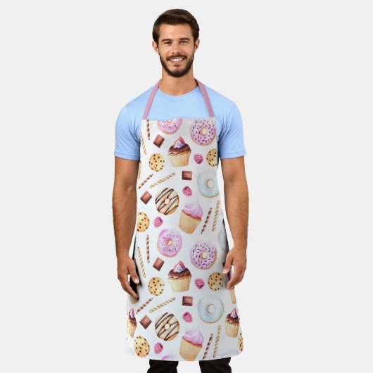 Donut Cupcake Wasserfarbe Süß leckeres Girly Muste Schürze (Getragen)