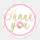 Donut danke Ihnen Sweet One Sprinkle Label Runder Aufkleber (Vorderseite)