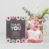 Donut Danke Ihre Karte Donut Groove Party Pink Gol (Stehend Vorderseite)