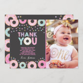 Donut Danke Ihre Karte Donut Groove Party Pink Gol (Vorne/Hinten)