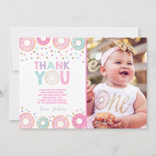 Donut Danke Ihre Karte Donut Groove Party Pink Gol (Vorderseite)