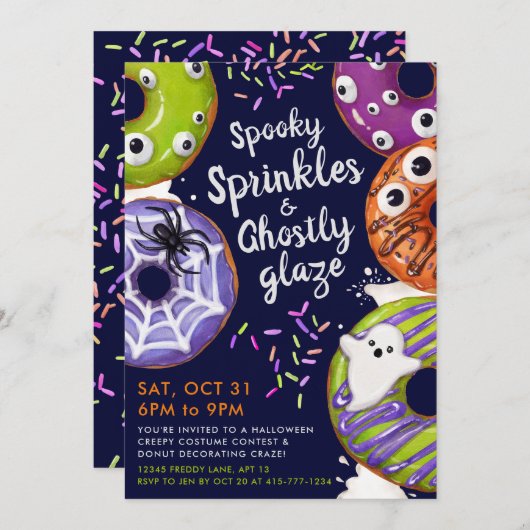 Donut Decorating Halloween-Party Einladung (Vorne/Hinten)