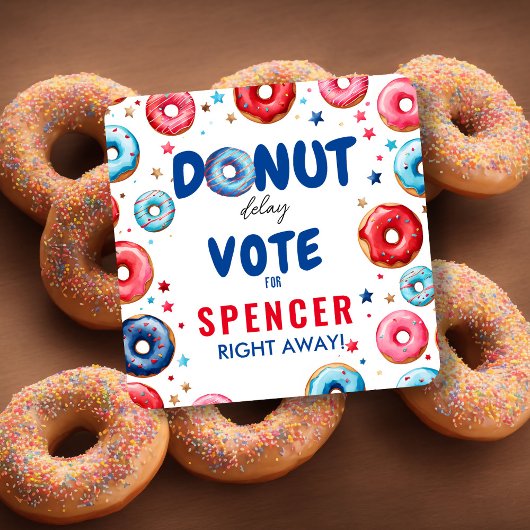 Donut Delay: Abstimmung" Wahl farbig blau & rot Quadratischer Aufkleber