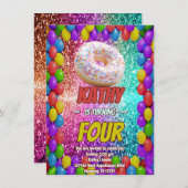 Donut Desert Sweet Tooth Köstlicher Geburtstag ein Einladung (Vorne/Hinten)