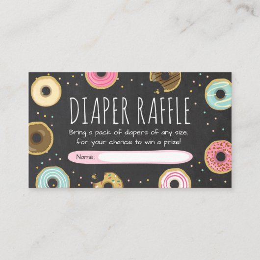 Donut Diaper Raffekarte Doughnut Sprinkle Diapers Begleitkarte (Vorderseite)