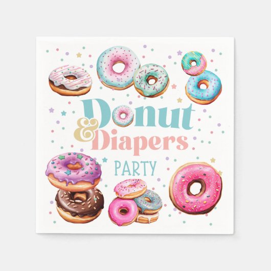 Donut & Diapers Baby Dusche Party Napkins Serviette (Vorderseite)