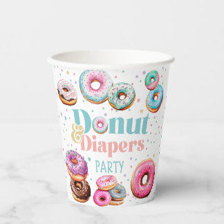 Donut & Diapers Babydusche Papierplatte Pappbecher