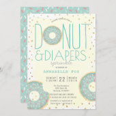 Donut & Diapers Sprinkle Green Gold Baby Dusche Einladung (Vorne/Hinten)