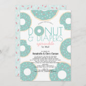 Donut & Diapers Sprinkle Mint Baby Dusche per Mail Einladung (Vorne/Hinten)