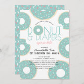 Donut & Diapers Sprinkle Mint Drive-by Baby Dusche Einladung (Vorne/Hinten)