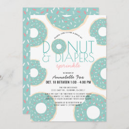 Donut & Diapers Sprinkle Mint Drive-by Baby Dusche Einladung