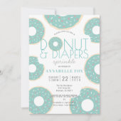 Donut & Diapers Sprinkle Mint Green Baby Dusche Einladung (Vorderseite)