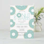 Donut & Diapers Sprinkle Mint Green Baby Dusche Einladung (Stehend Vorderseite)