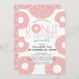 Donut & Diapers Sprinkle Pink Drive-by-Baby-Dusche Einladung