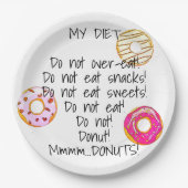 Donut Diet Funny Humour Doughnut Snack Food Pappteller (Vorderseite)
