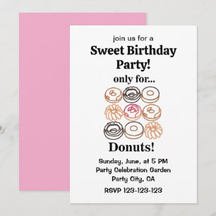 Donut Doughnut Lustiger Süßer Geburtstag  Einladung
