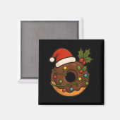 Donut Doughnut Merry Xmas Weihnachtsmannmütze Weih Magnet (Vorderseite/Rückseite)