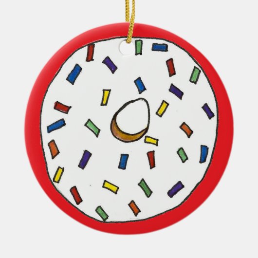 Donut Dozen Regenbogen Sprinkles Doughnut Pastry Keramik Ornament (Vorne)