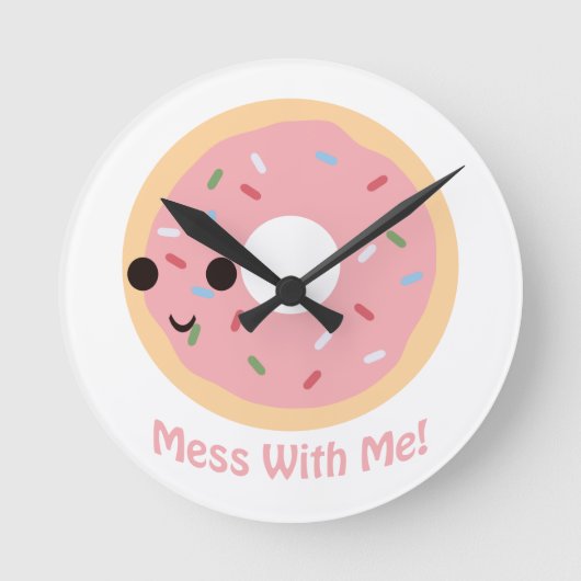 "Donut" Durcheinander mit mir Runde Wanduhr (Vorderseite)