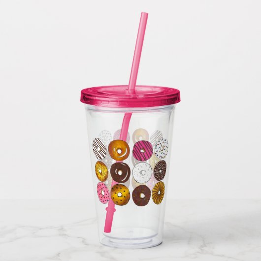 Donut Dutzend Frühstücksbuffet Gebäck Doughnut Acryltrinkbecher (Rückseite)