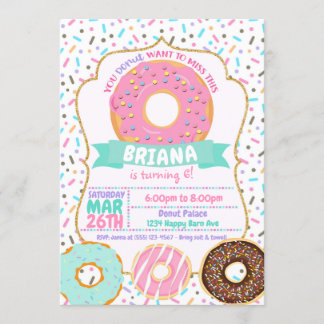 Donut-Einladungen, Pastell-Gold-Rosa Donut-Einladu Einladung