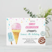 Donut Eis Party Einladung (Stehend Vorderseite)
