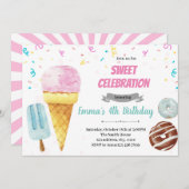 Donut Eis Party Einladung (Vorne/Hinten)