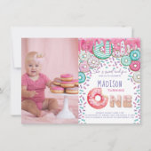 Donut Erster Geburtstag Einladung Sprinkles Foto (Vorderseite)