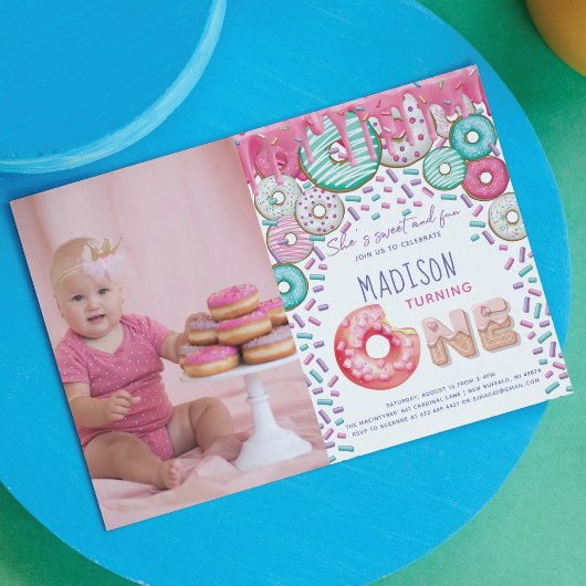 Donut Erster Geburtstag Einladung Sprinkles Foto