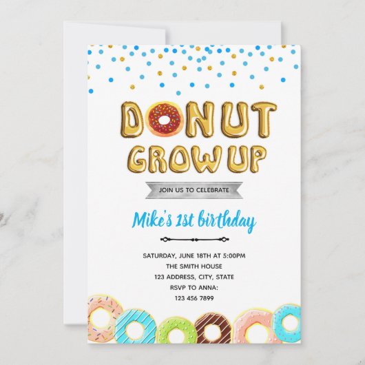 Donut erwachsen Junge Party Einladung (Vorderseite)