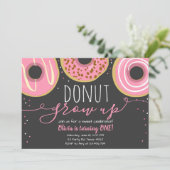Donut erwachsen Party Girl Pink Doughnut Geburtsta Einladung (Stehend Vorderseite)