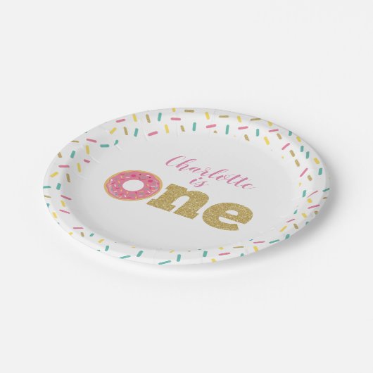 Donut First Birthday Paper Teller (Schrägansicht)