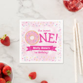 Donut First Birthday Rainbow Sprinkles Girl Pink Serviette (Beispiel)