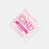 Donut First Birthday Rainbow Sprinkles Girl Pink Serviette (Ecke)