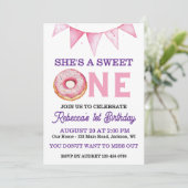 Donut First Geburtstag Einladung (Stehend Vorderseite)