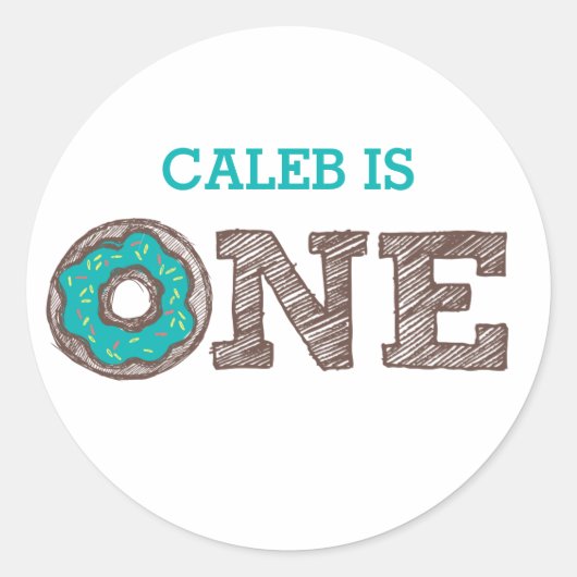 Donut First Geburtstagsticker Runder Aufkleber (Vorderseite)