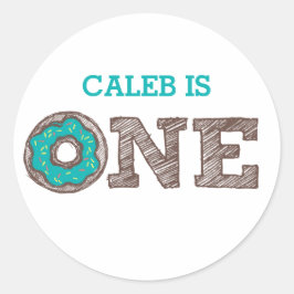 Donut First Geburtstagsticker Runder Aufkleber