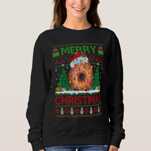 Donut Food Xmas Tree Ugly Santa Donut Christmas Sweatshirt (Vorderseite)