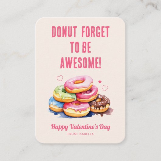 Donut Forget to Be Awesome Kids Valentine Mitteilungskarte (Vorderseite)