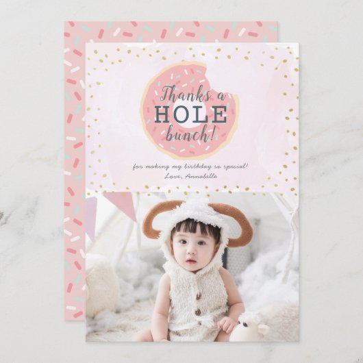 Donut Foto Pink Geburtstag Danke Karte (Vorne/Hinten)