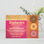 Donut Frühstück Geburtstagsparty Einladungen (Stehend Vorderseite)